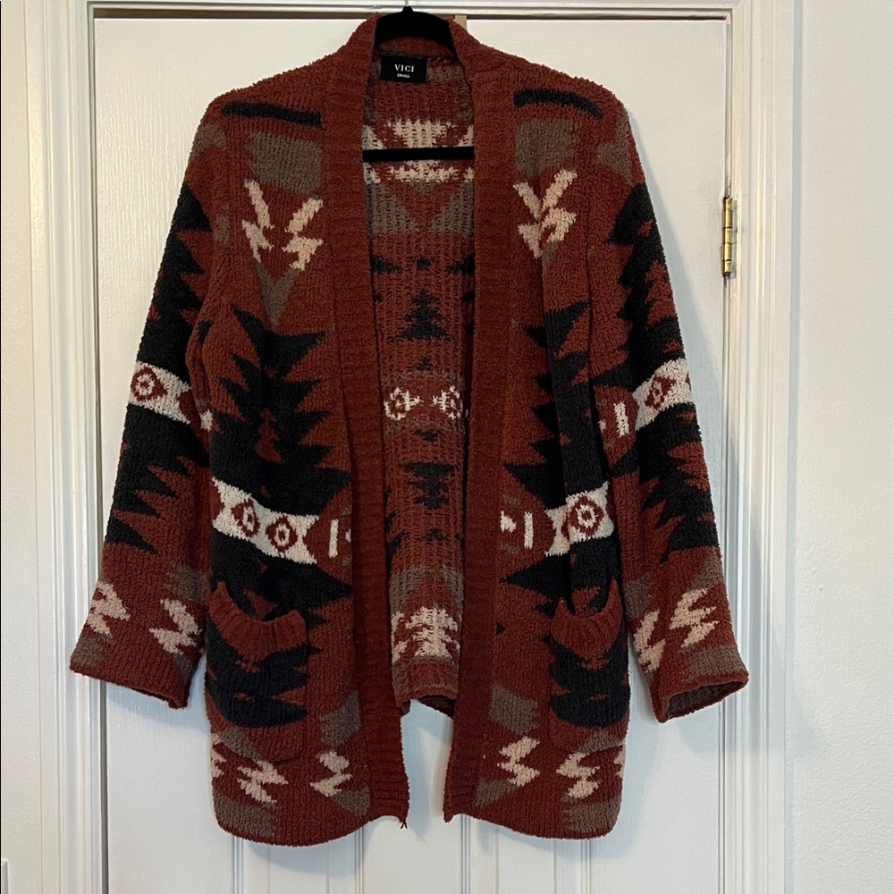 Vici Textured Knit Cardigan in Warm Tones